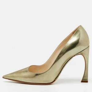 Dior Metallic Gold Mirror Leather Songe Pointed Toe Pumps Size 38