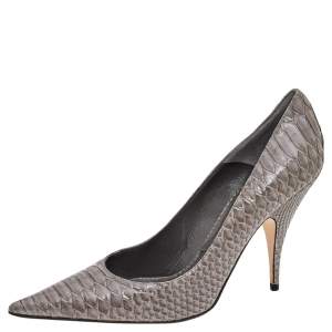 Pre Owned Dior Grey Python Pointed Toe Pumps Size 40