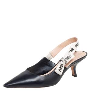 مملوكة مسبقًا Dior Black Leather J'Adior Pointed-Toe Slingback Sandals Size 41