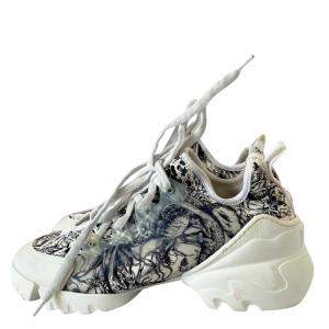 Pre Owned Dior Zodiac Printed Technical Fabric D-Connect Sneaker Size EU 36.5