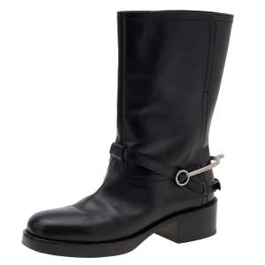 مملوكة مسبقًا Dior Black Leather Mid Calf Boots Size 37