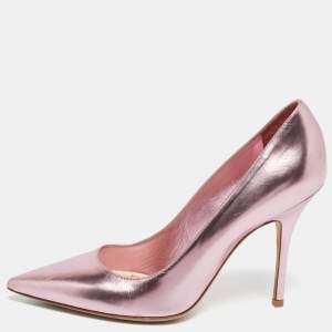 Dior Metallic Pink Leather Cherie Pointed-Toe Pumps Size 37