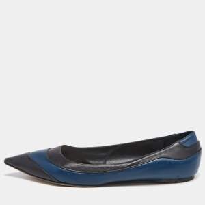 Dior Black/Blue Leather Pointed Toe Ballet Flats Size 41  