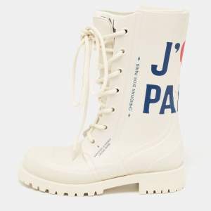 Dior Cream Rubber Diorcamp  Combat Boots Size 35