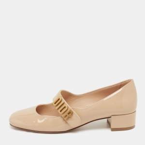 Pre Owned Dior Nude Patent Leather Baby-D Mary Jane Pumps Size 35