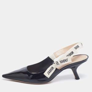 Pre Owned Dior Black Patent Leather J'adior Slingback Pumps Size 40.5 