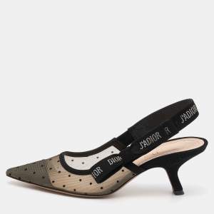 Dior Black Mesh And Suede J 'Adior Slingback Sandals Size 37.5