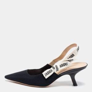 Dior Black Technical Fabric J'adior Slingback Sandals Size 37.5