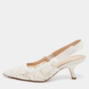 Dior Off White Lace J'adior Slingback Sandals Size 37