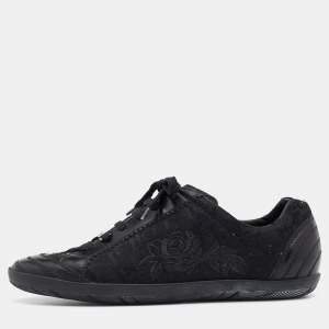 Pre Owned Dior Black Oblique Canvas and Leather Low Top Sneakers Size 36.5