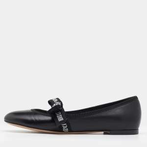 مملوكة مسبقًا Dior Black Leather Miss J'adior Ballet Flats Size 36