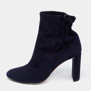 Dior Navy Blue Suede Ankle Length Boots Size 39.5