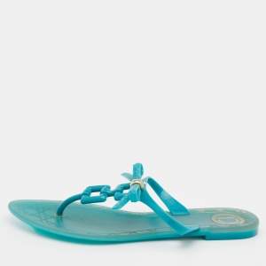 Dior Blue Rubber Bow Thong Flat Sandals Size 39
