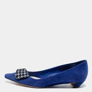 حذاء باليرينا فلات ديور سويدي أزرق مقاس 35.5