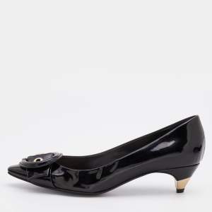 Pre Owned Dior Black Patent Leather Buckle Detail Pumps Size 39