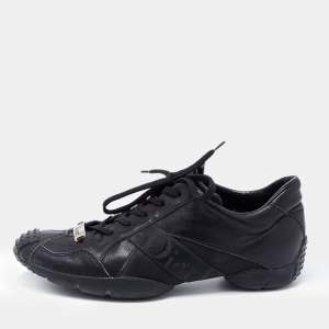 Dior Black Leather Low Top Sneakers Size 36.5
