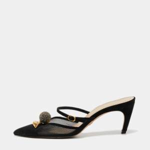 Dior Black Suede and  Mesh Lips Slingback Pump Size 36