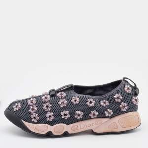 Dior Grey Mesh Fusion Embellished Sneakers Size 38.5