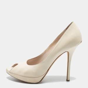 Pre Owned Dior Cream Leather  Miss Dior  Pumps Size 38.5