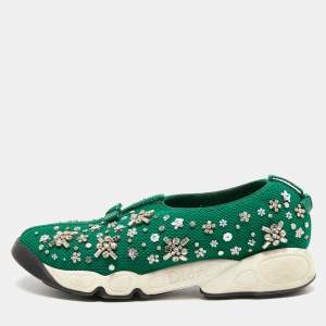 Pre Owned Dior Green Mesh Fusion Sneakers Size 37.5