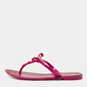 Dior Pink Rubber Bow Thong Flats Size 37
