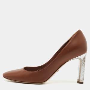 Dior Brown Leather Round Toe Pumps Size 36 