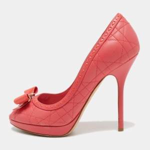 Dior Pink Leather Peep Toe Pumps Size 36