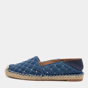 Pre Owned Valentino Blue Demin Espadrille Flats Size 40 