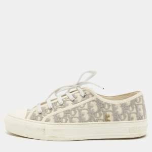 Dior Off White/Grey Oblique Canvas Walk'n'Dior Sneakers Size 40