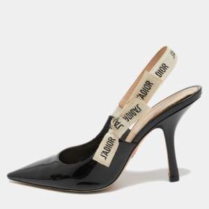 Dior Black Patent Leather J'adior Slingback Pumps Size 41