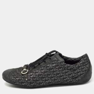 Pre Owned Dior Two Tone Oblique Canvas and Fabric Low Top Sneakers Size 40