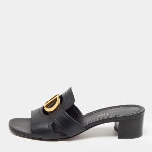Dior Black Leather 30 Montaigne  Slide Size 37.5