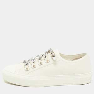 Dior  White Canvas Walk N Dior Low Top Sneakers Size 39