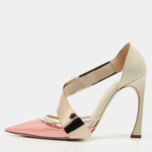 Pre Owned Dior Pink/Cream Leather and PVC Pumps Size 40