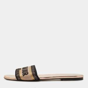Dior Multicolor Canvas Dway Flat Slides Size 40.5