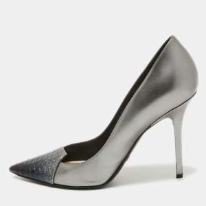 Dior Grey/Blue Patent Pointed Toe Pumps Size 39