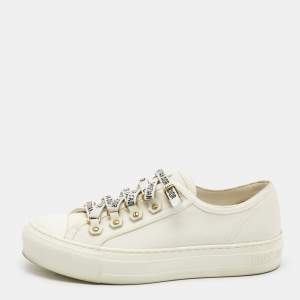 Dior White Canvas Walk'n'Dior Low Top Sneakers Size 36.5