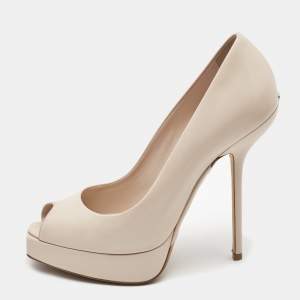 Dior Pink Leather Square Peep Toe Platform Pumps Size 38.5