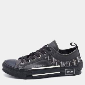 Pre Owned Dior Black Oblique Mesh and Rubber B23 Low Top Sneakers Size 41