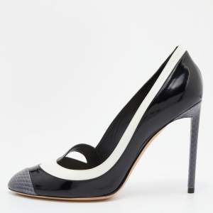 Pre Owned Dior Multicolor Patent Leather and Watersnake Leather Pumps Size 39