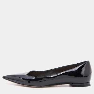 Dior Black Patent Leather Pointed Toe Ballet Flats Size 37.5