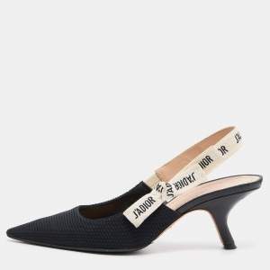 Pre Owned Dior Black Knit Fabric Jadior Slingback Pumps Size 39