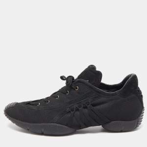 Pre Owned Dior Black Mesh and Suede Lace Up Sneakers Size 40.5