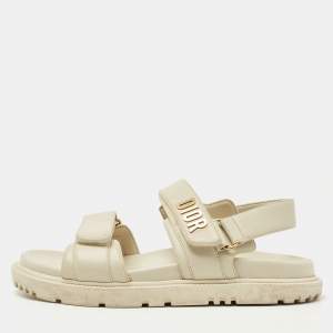 Dior Cream Leather DiorAct Slingback Sandals Size 38.5