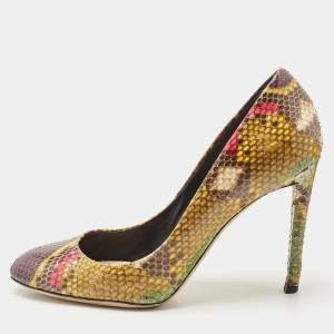 Pre Owned Dior Multicolor Python Leather Round Toe Pumps Size 40