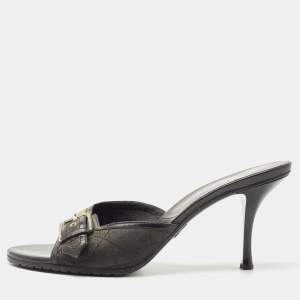 Dior Black Denim Slide Sandals Size 39