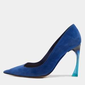 Pre Owned Dior Blue Suede Pointed Toe Pumps Size 35