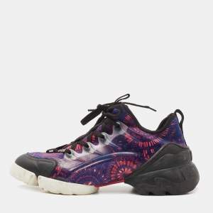 Pre Owned Dior Two Tone Firework Print Fabric D-Connect Sneakers Size 39