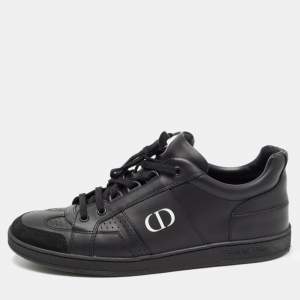 Dior Black Leather and Suede Low Top Sneakers Size 38
