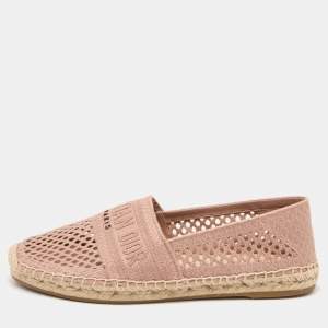 Dior Dusty Pink Mesh and Canvas Granville Espadrille Flats Size 40